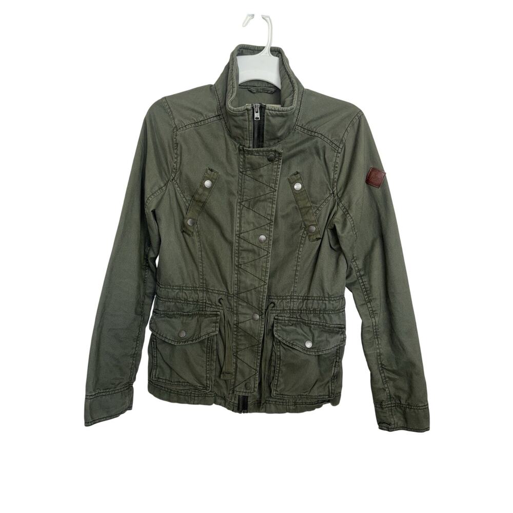 Y2K Hollister Green Military Utility Jacket L Indie Sleaze Arm Patch